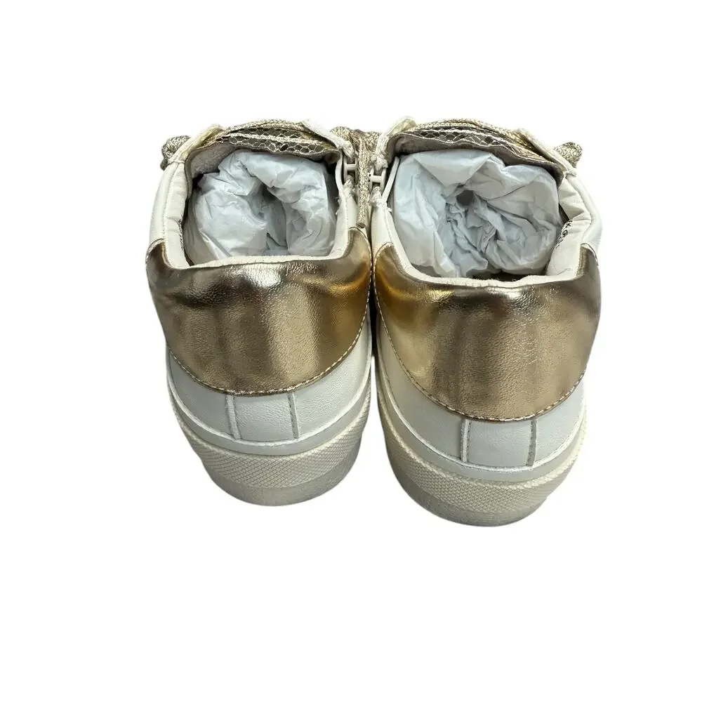 NEW DV Dolce Vita Sneakers Big Girls Size 5 Gold Metallic Snakeskin Neutral